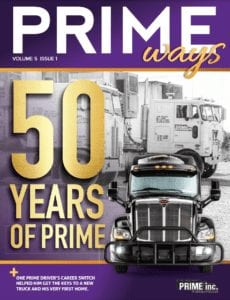 The cover of Prime Ways magazine with the words "50 years of Prime" written on the front.