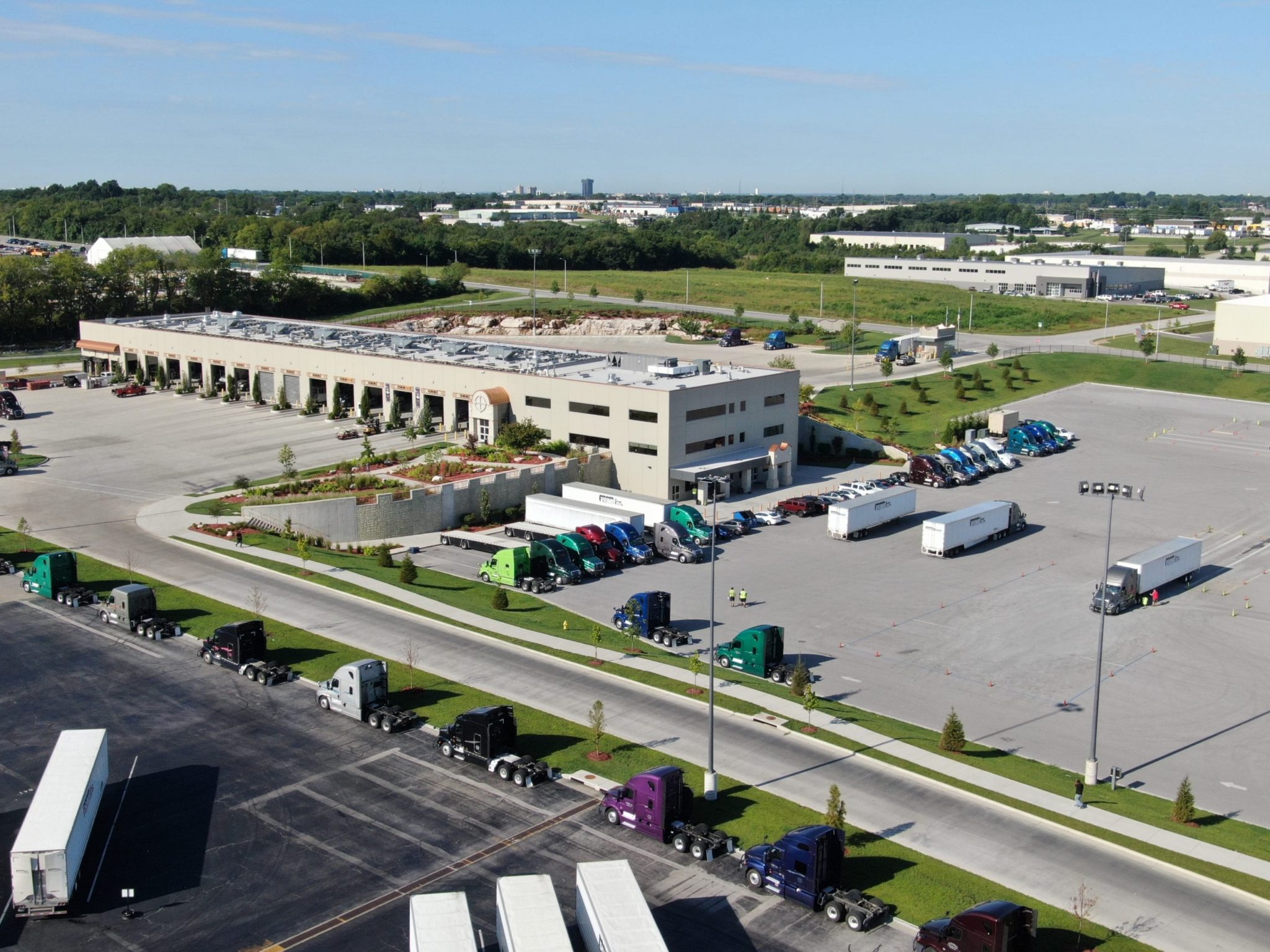 Aerial view of Prime's Springfield terminal, where you can take the Class A CDL exam.